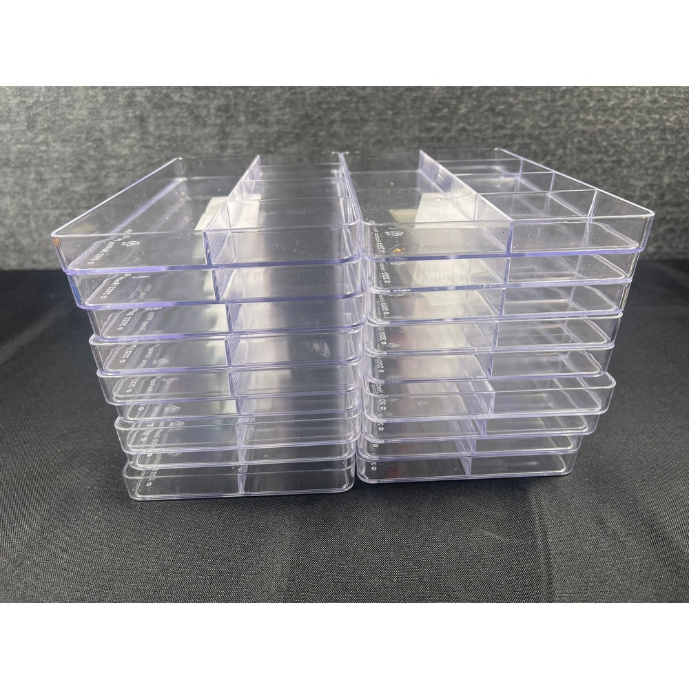Horizon Group USA Clear Plastic 5 Compartment Organizer Trays Set of 16 212455